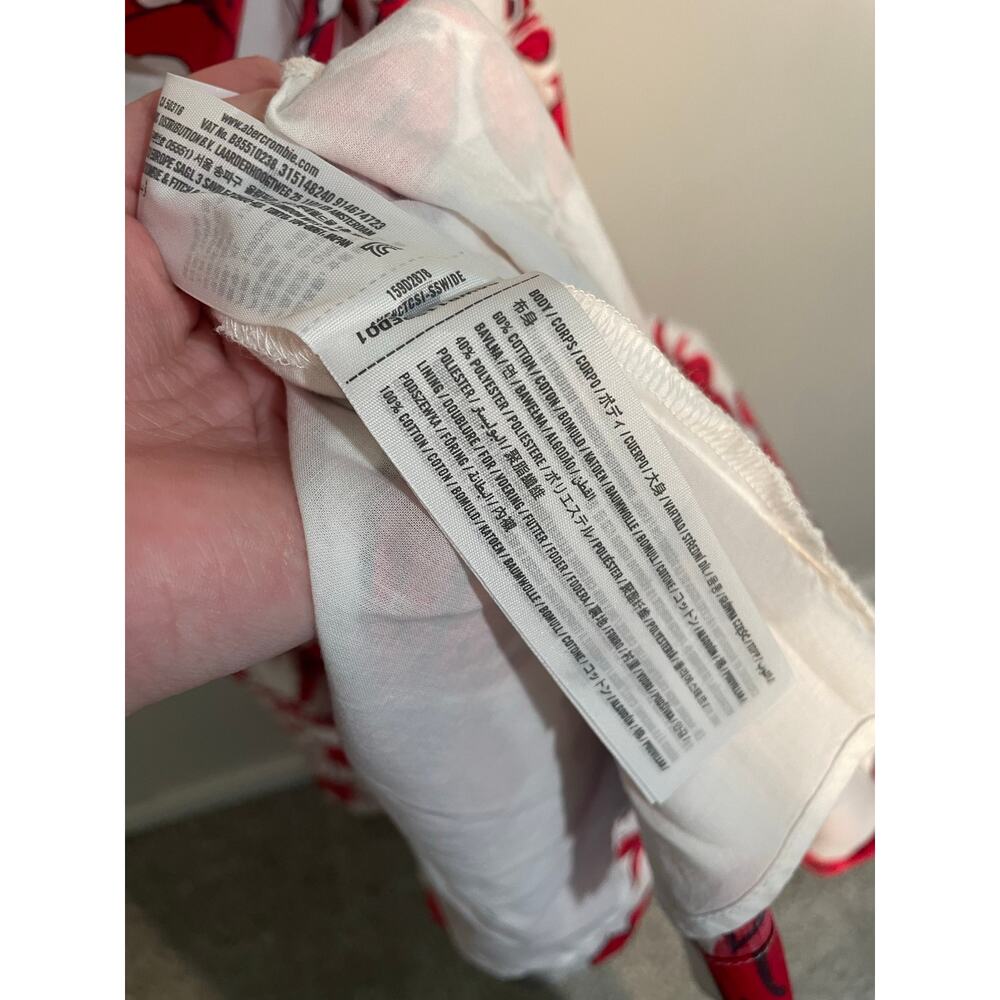Abercrombie & Fitch Red and White Floral One Shoulder Cutout Maxi Dress Size XL - Picture 12 of 12